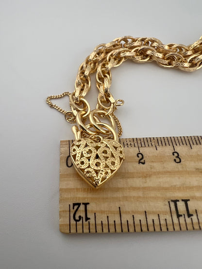 9ct Yellow Gold Price Of Wales Padlock Bracelet - 7.5 INCH - Fully Hallmarked