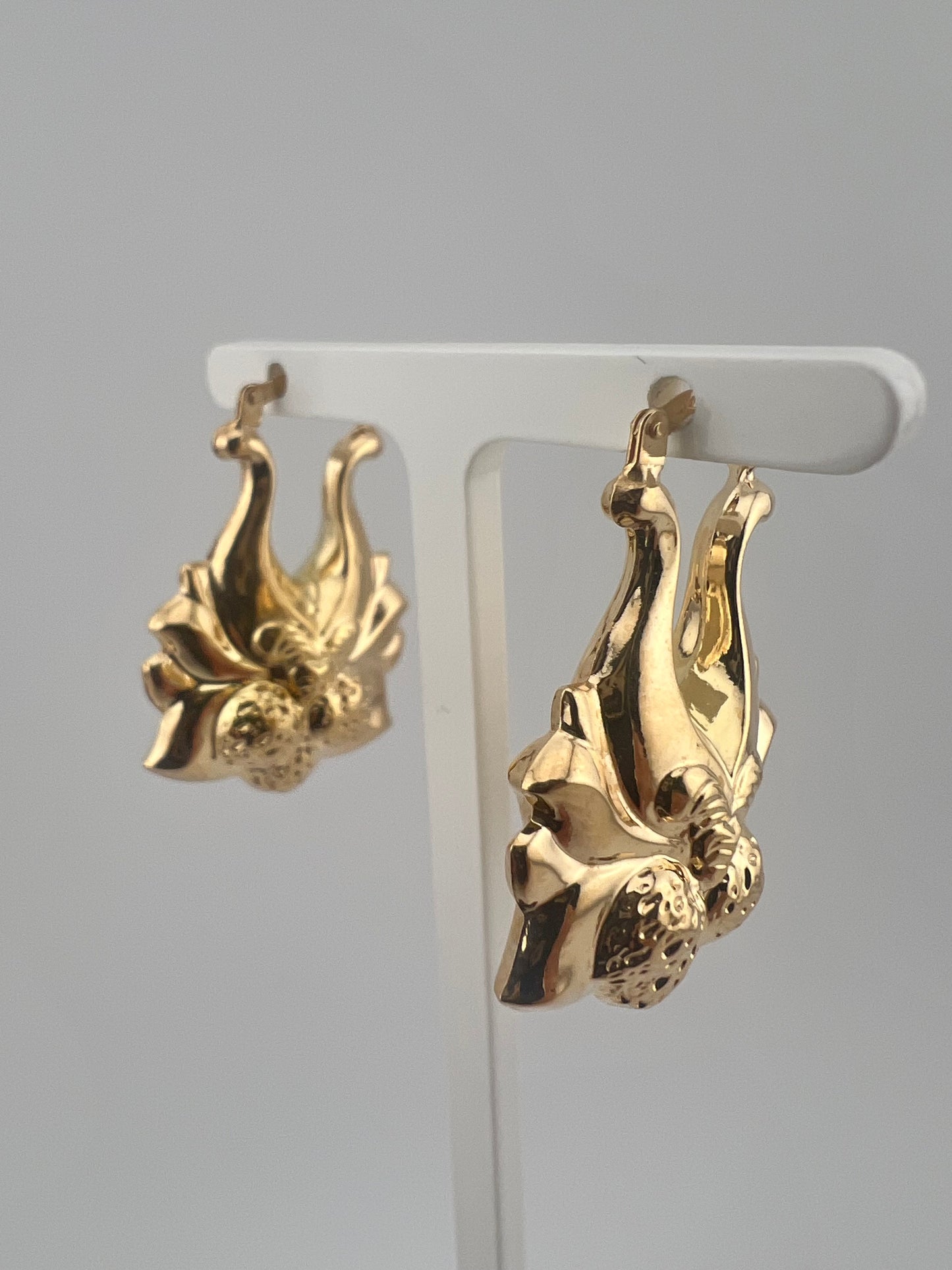 LARGE 9CT YELLOW GOLD  STRAWBERRY EARRINGS HALLMARKED VICTORIAN  CHUNKY  CREOLES