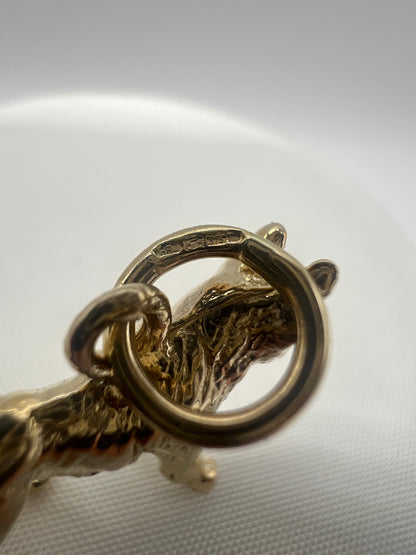 9ct Yellow SOLID Gold Alsatian Dog / German Shepherd Pendant - Full UK Hallmark