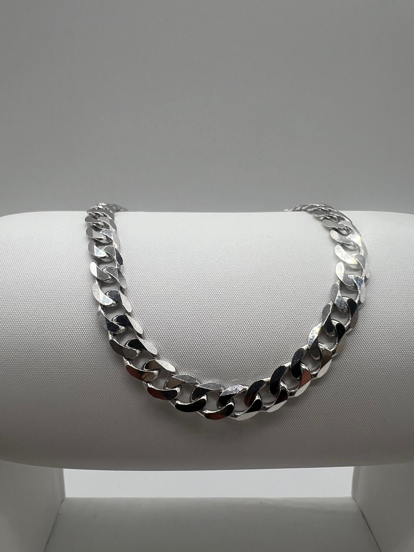 Solid 9ct White Gold Curb Bracelet - 5mm Wide - 7.5 Inch Bracelet