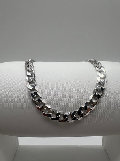 Solid 9ct White Gold Curb Bracelet - 5mm Wide - 7.5 Inch Bracelet