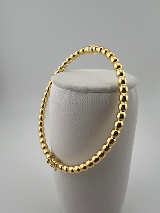 Ladies 9ct Yellow Gold 4mm Beaded Bangle 6.5 - 7.5 Inch Wrist Size