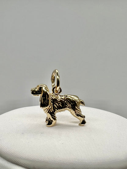 9ct Yellow SOLID Gold Cocker Spaniel Dog / Pendant UK Hallmarked & Boxed