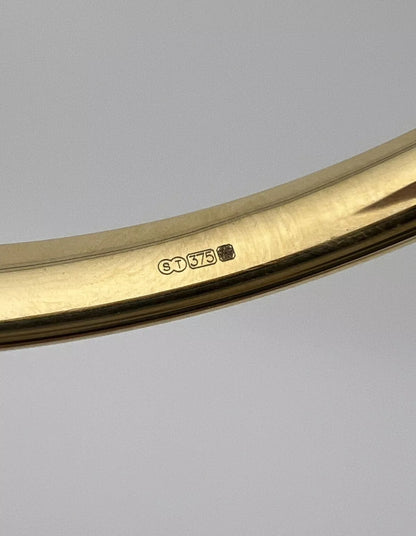 Women’s 9ct Yellow Gold Plain Bracelet - Ladies Gold 6mm Plain Hinged Bangle