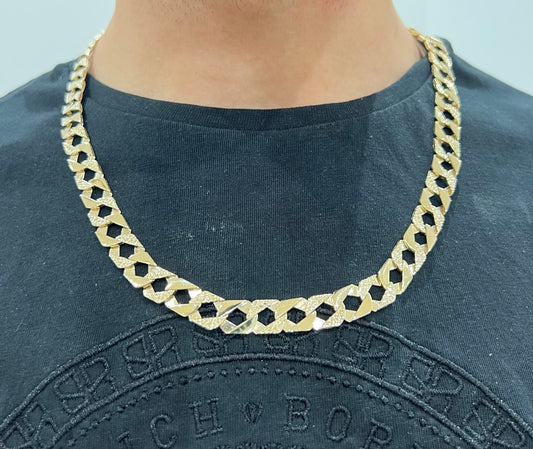 New Solid 9ct Yellow Gold Flat Curb Link - 24 Inch - 11mm Wide - UK Hallmark