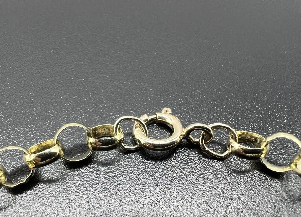 9ct Gold Chunky 5mm Wide Plain & Round Links 7” Belcher Bracelet - UK Hallmark