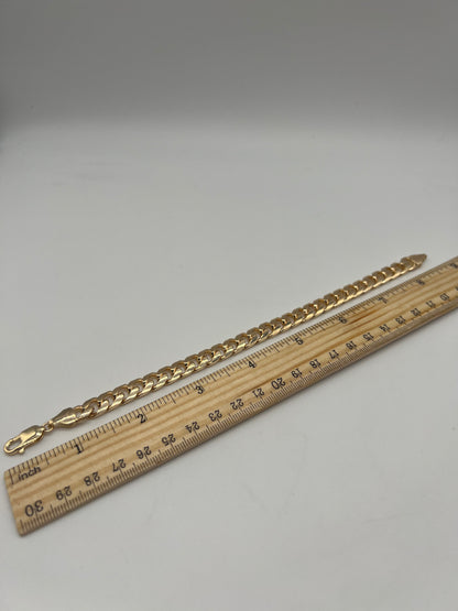 Solid 9ct Gold 8.5mm Cuban Link Bracelet - 8.5 Inch Full UK Hallmark