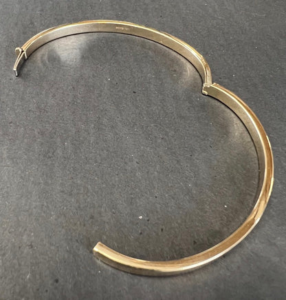 Women’s 9ct Yellow Gold 4mm Hinged Bangle - Ladies Gold Plain Bracelet