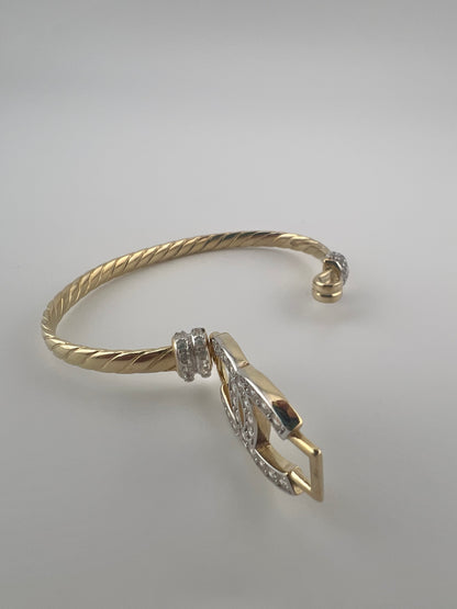 Kids Solid 9ct Yellow Gold CZ Bangle / Bracelet - Full UK Hallmark UK Sale