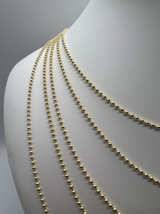 Solid 9ct Gold Ball/Bead Chain - 2MM Wide - 16" 18" 20" 22" 24" - Full Hallmark
