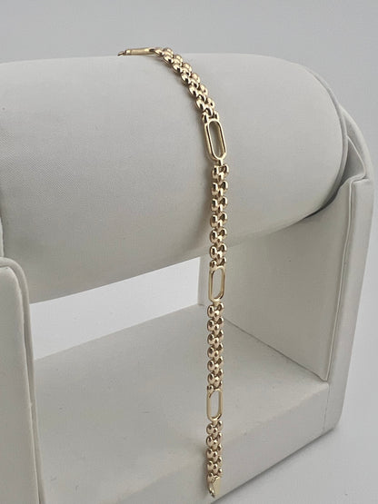 9ct Gold Ladies Panther Link Bracelet - 4.5mm - 7.5 Inch - Full Hallmark & Box