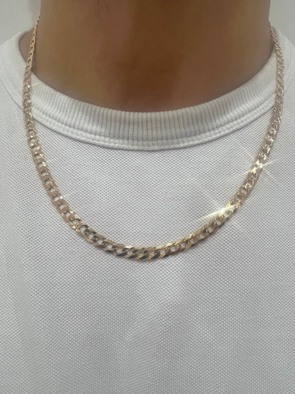 9ct Solid Gold Men’s Chain 22 INCH - 6mm Flat Curb Chain - Full UK Hallmark