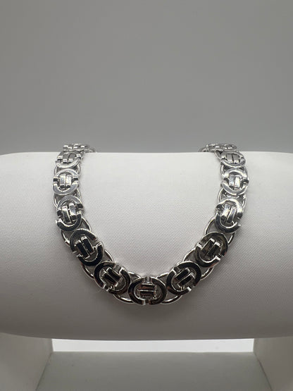 Men’s Solid 9ct White Gold - 6mm Wide - 8.5 Inch -  Men’s Byzantine Bracelet