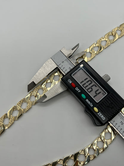 New Solid 9ct Yellow Gold Flat Curb Link - 24 Inch - 11mm Wide - UK Hallmark