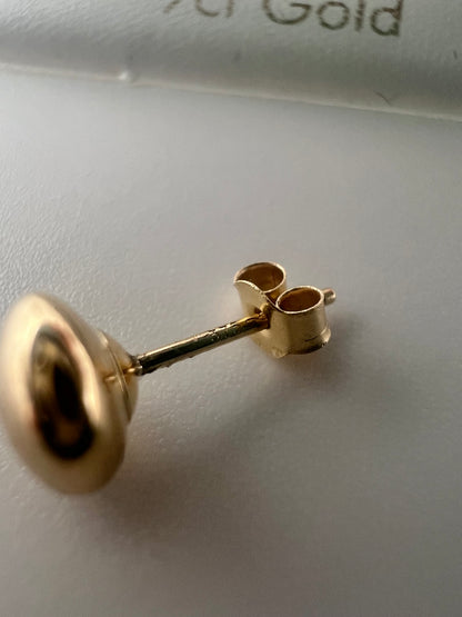New 9ct Yellow Gold 6mm Button Stud Earrings - 6mm Gold Stud Earrings