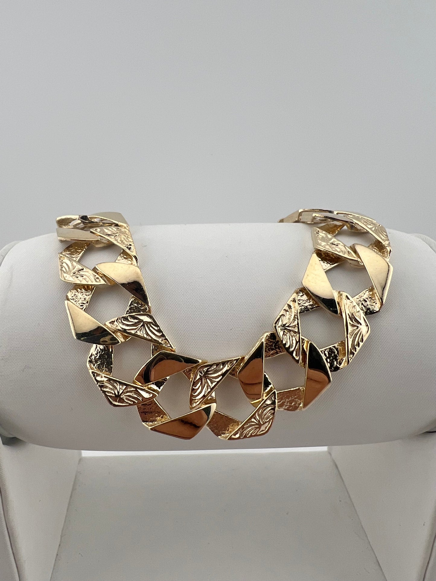 9ct Solid Gold Men's Bracelet 8.5 INCH - 14mm Flat Curb - FULL UK HALLMARK & BOXED