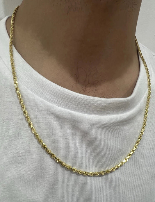 9ct Yellow Gold SOLID 3mm Rope Chain - 24 Inches - Fully Hallmarked & Boxed