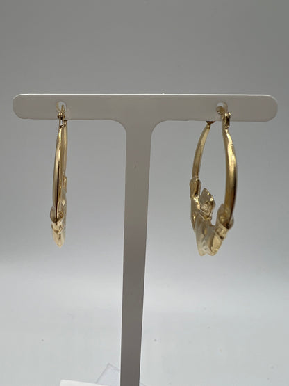 9ct Yellow Gold Large Claddagh Ladies Earrings - 25mm Womens Earrings - Gift Box