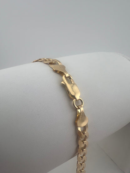 9ct Solid Gold Men’s Chain 22 INCH - 6mm Flat Curb Chain - Full UK Hallmark