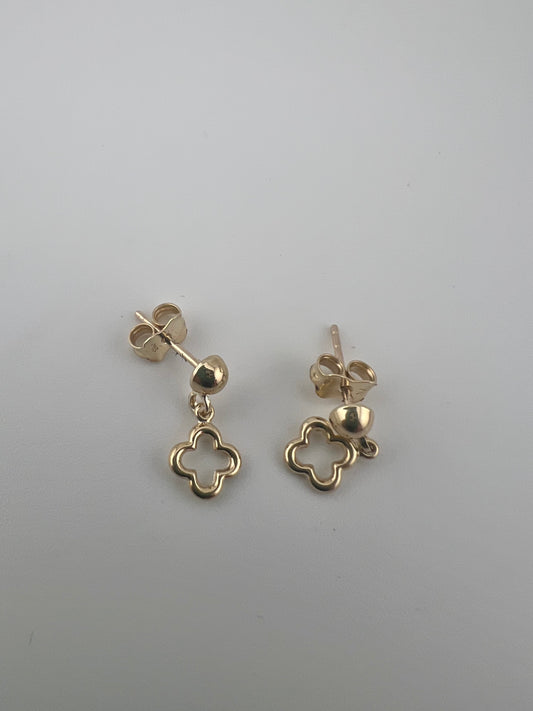 Kids 9ct Gold Clover Stud Dangling Earrings