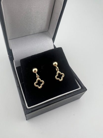 Kids 9ct Gold Clover Stud Dangling Earrings