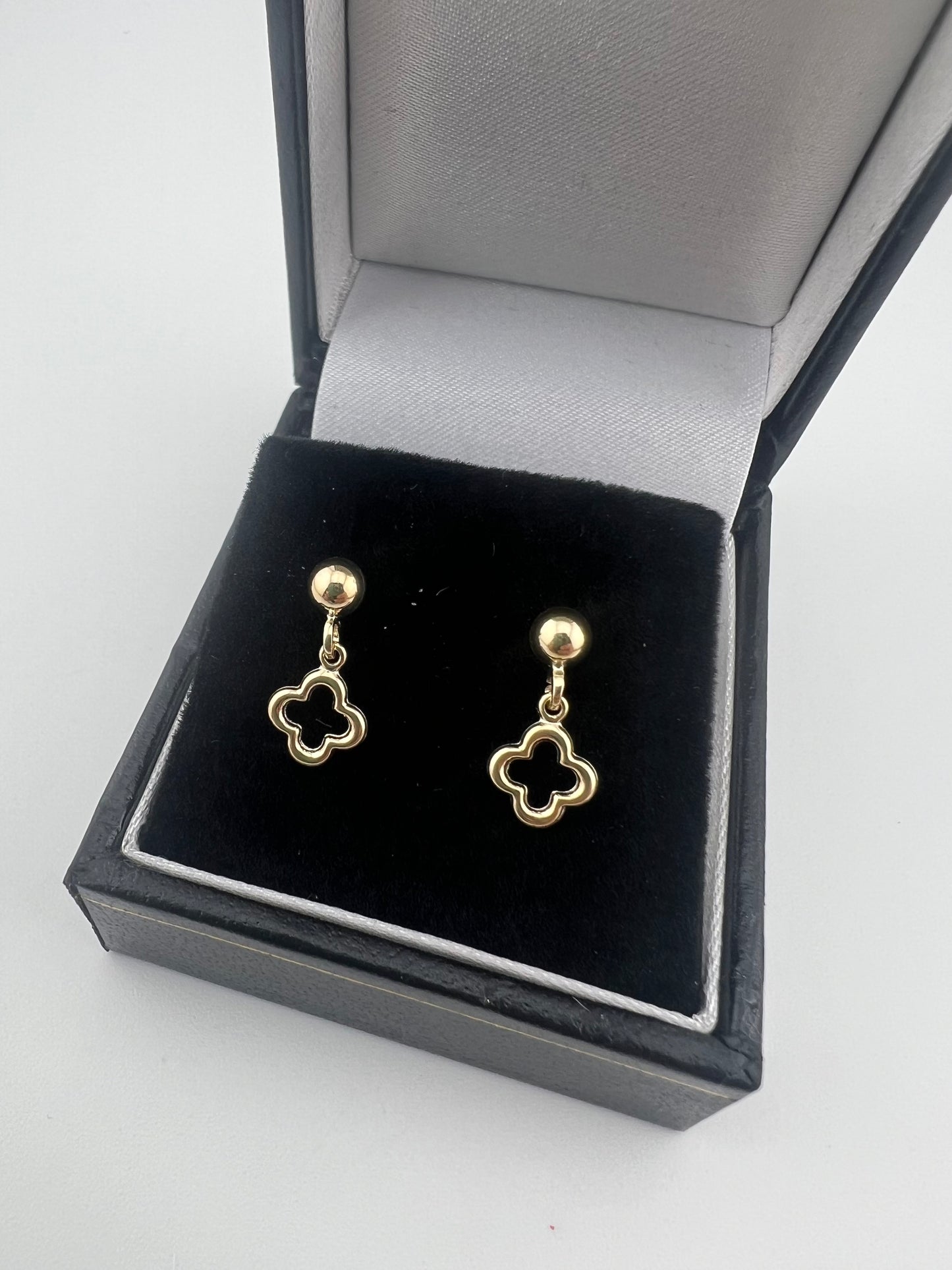 Kids 9ct Gold Clover Stud Dangling Earrings