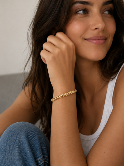 Solid 9ct Yellow Gold 7.5 INCH  - 5mm Byzantine Bracelet - Fully Hallmarked