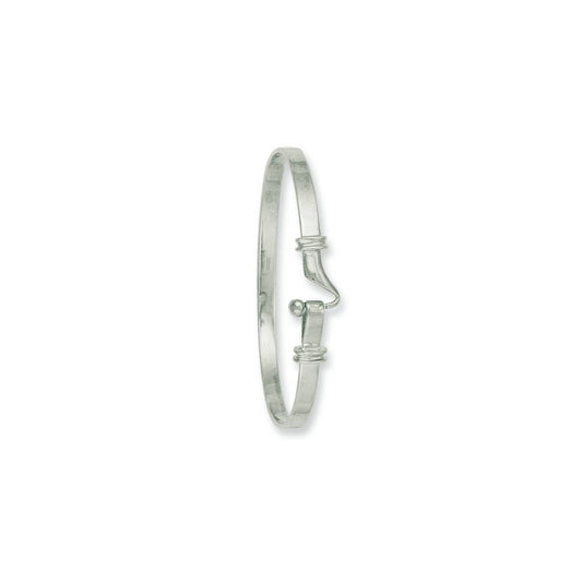 Solid 9ct White Gold Men's 4.5mm Hook Bangle