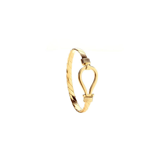 Solid 9ct Yellow Gold Men's 6.5mm Hook Bangle