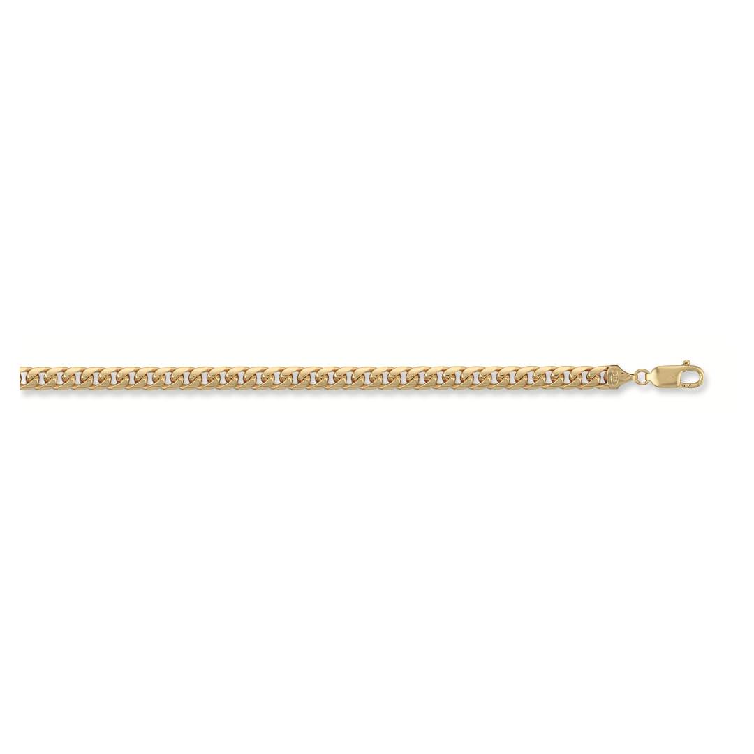 Solid 9ct Yellow Gold 5.5mm Cuban Link Mens Bracelet - 8.5 Inches