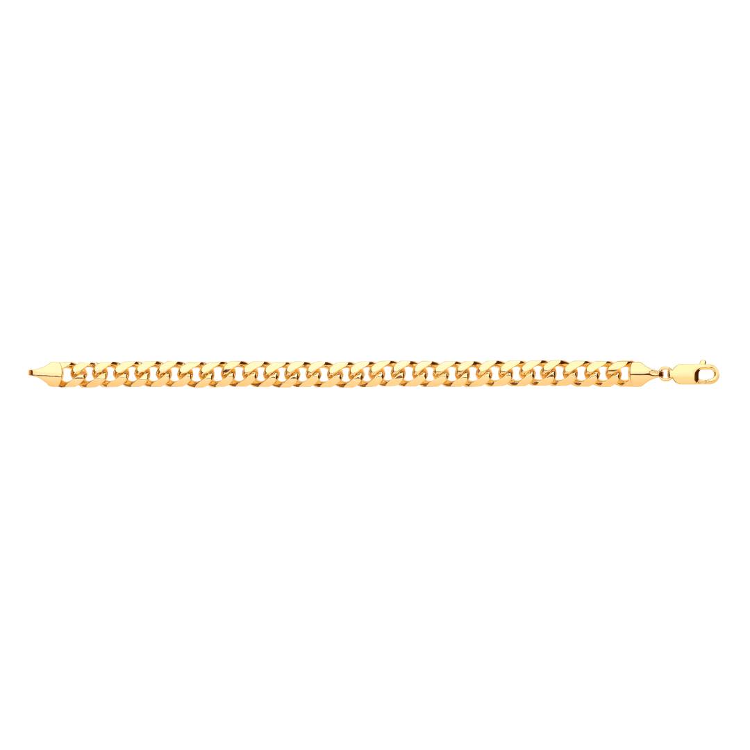 Solid 9ct Yellow Gold 8.5mm Cuban Link Mens Bracelet - 8.5 Inches