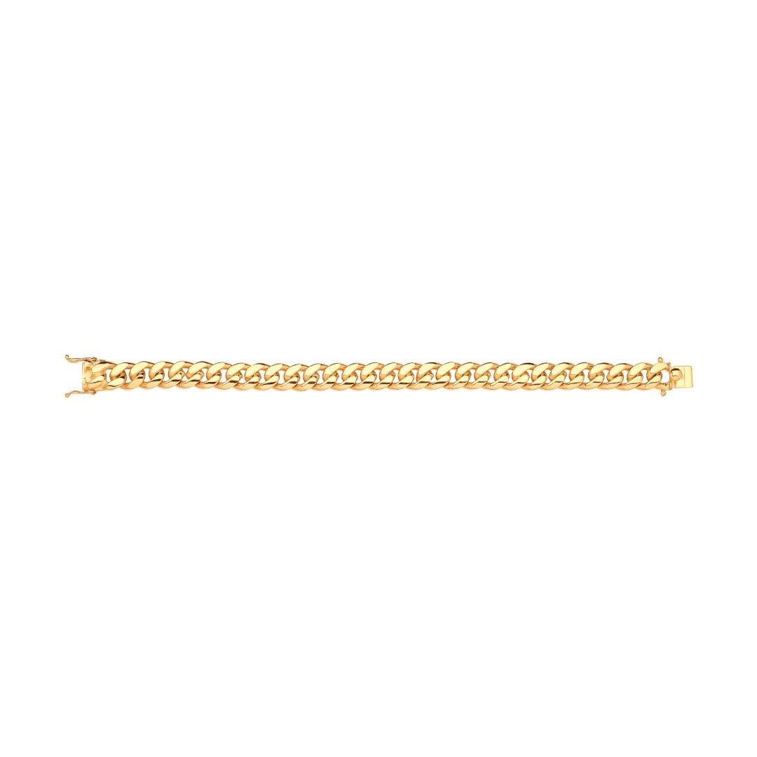 Solid 9ct Yellow Gold 10mm Cuban Link Mens Bracelet - 8.5 Inches