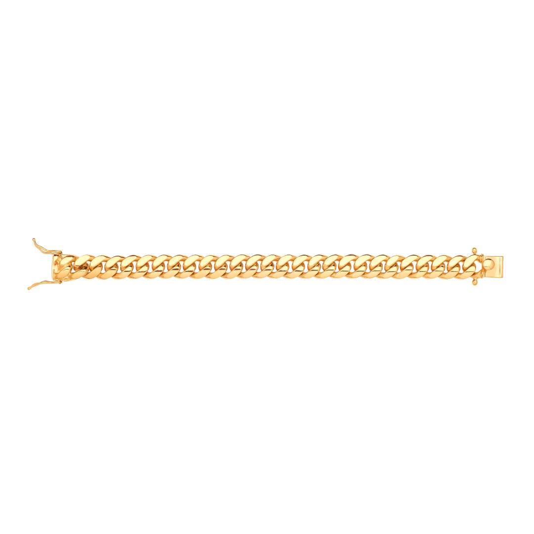 Solid 9ct Yellow Gold 13mm Cuban Link Mens Bracelet - 8.5 Inches