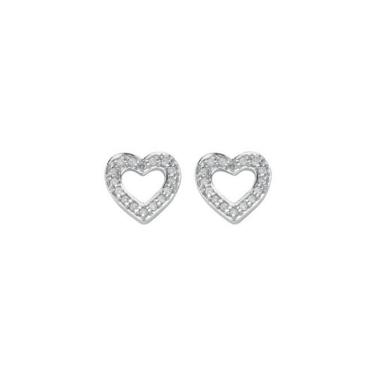 18ct White Gold 0.18ct Diamond Heart Stud Earrings