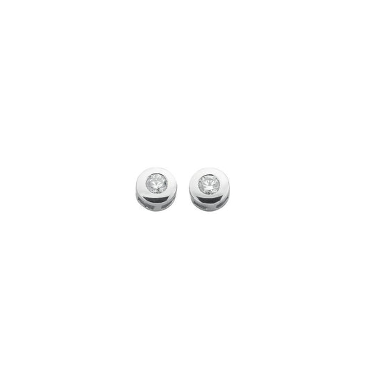 9ct White Gold 0.30ctw Rubover Set Diamond Stud Earrings