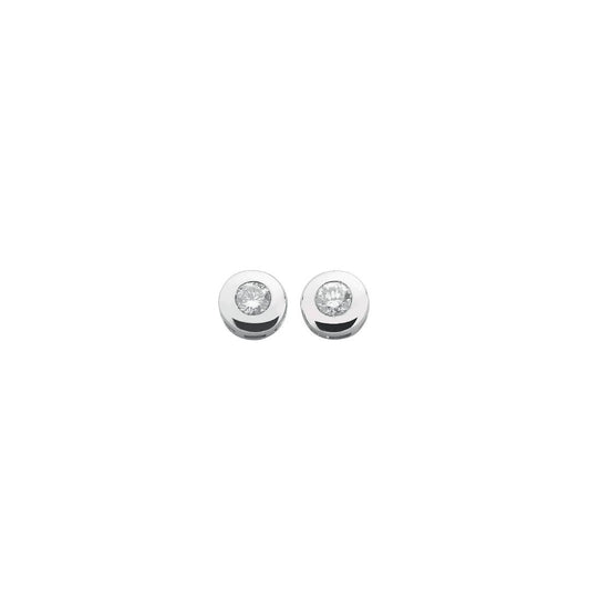 9ct White Gold 0.40ct Rubover Set Diamond Stud Earrings