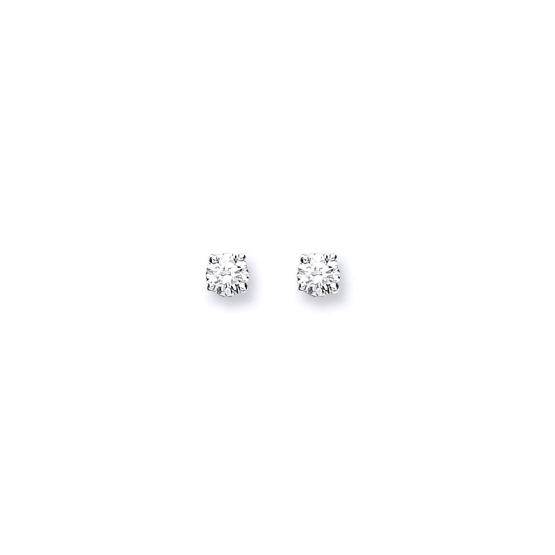 9ct White Gold 0.15ct Claw Set Diamond Stud Earrings