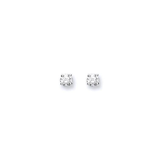 9ct White Gold 0.15ct Claw Set Diamond Stud Earrings