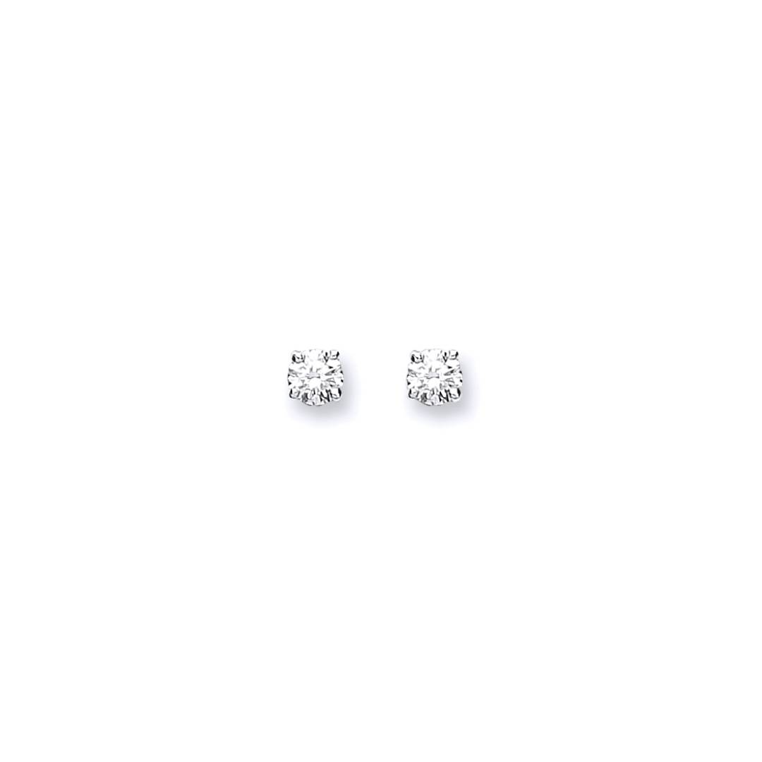 9ct White Gold 0.20ct Claw Set Diamond Stud Earrings