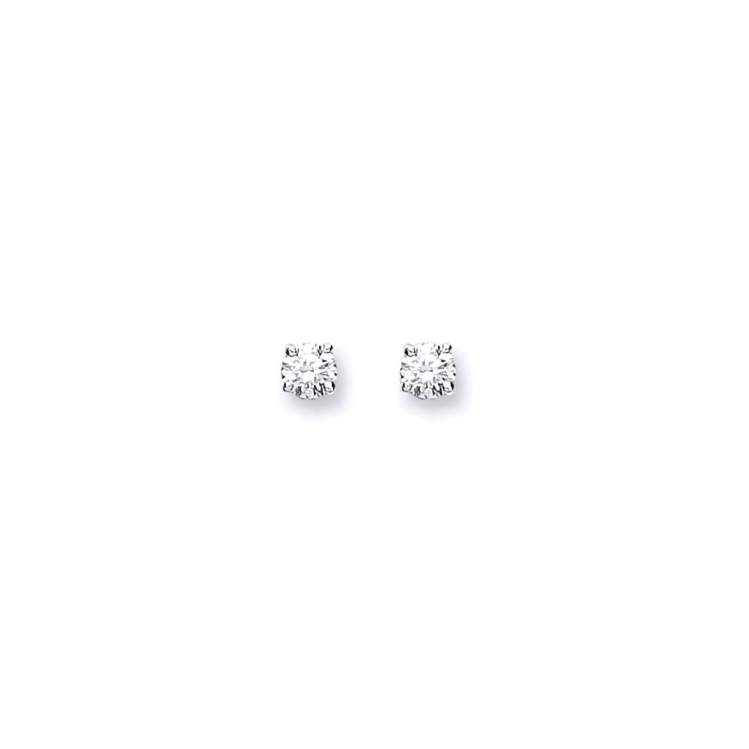 9ct White Gold 0.25ct Claw Set Diamond Stud Earrings