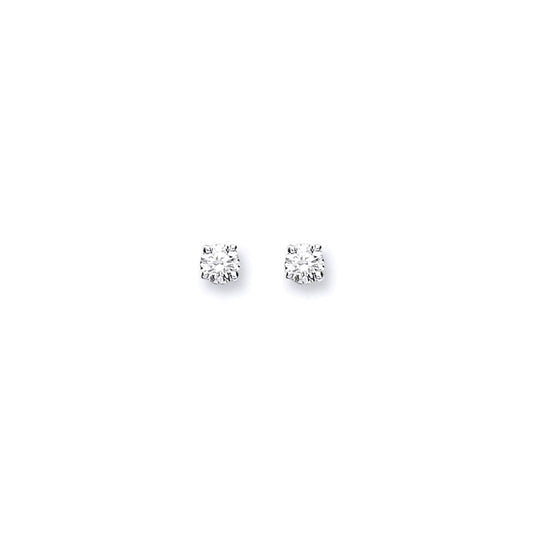 9ct White Gold 0.25ct Claw Set Diamond Stud Earrings