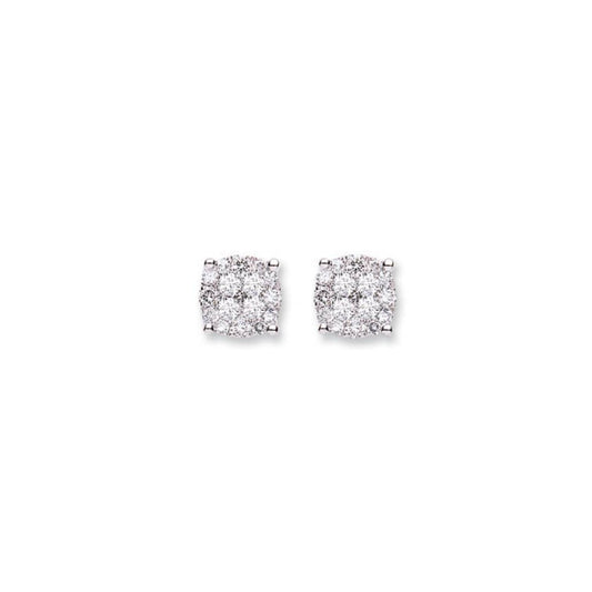 18ct White Gold Cluster 0.75ct Diamond Studs