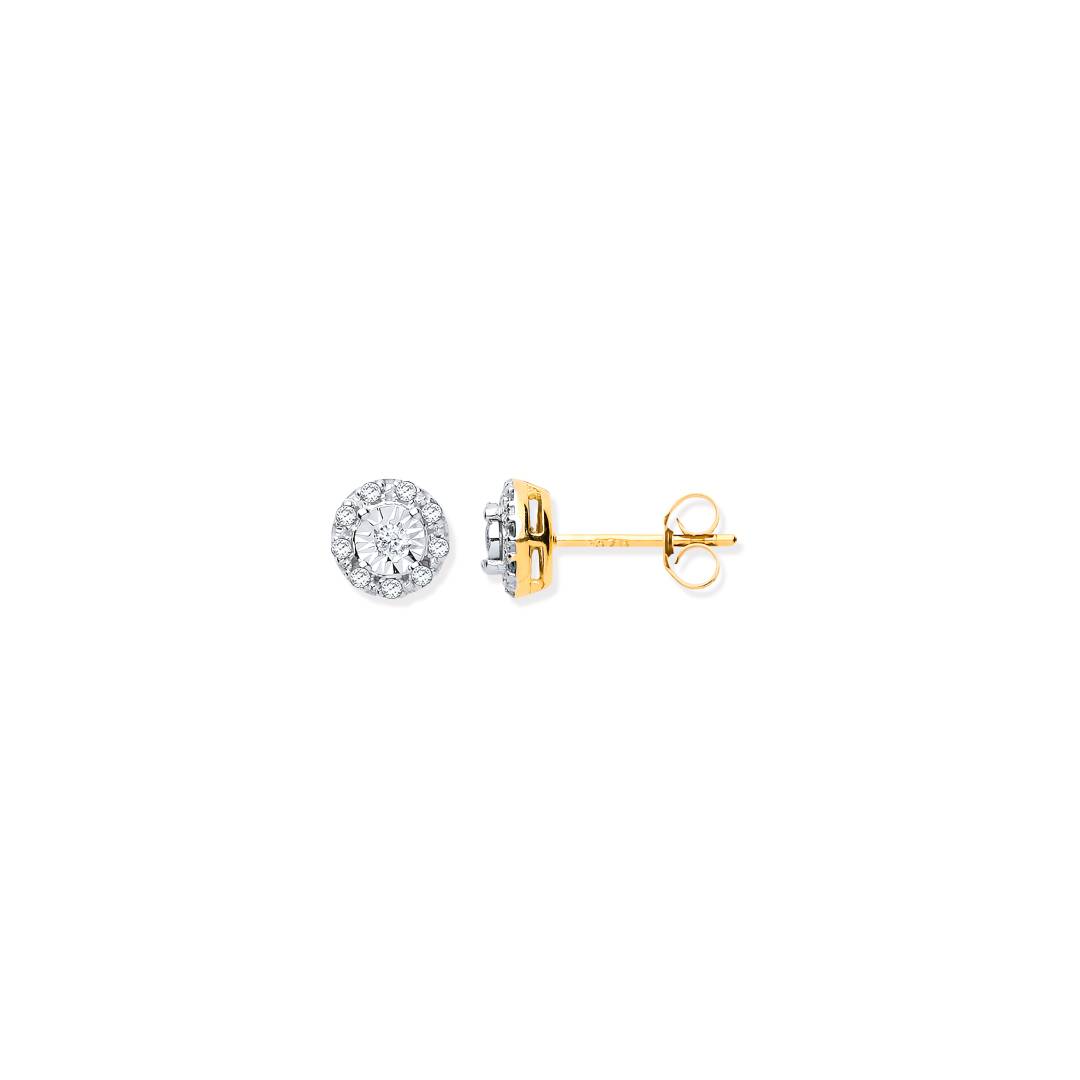 9ct Yellow Gold 0.13ct Dia Stud Earrings