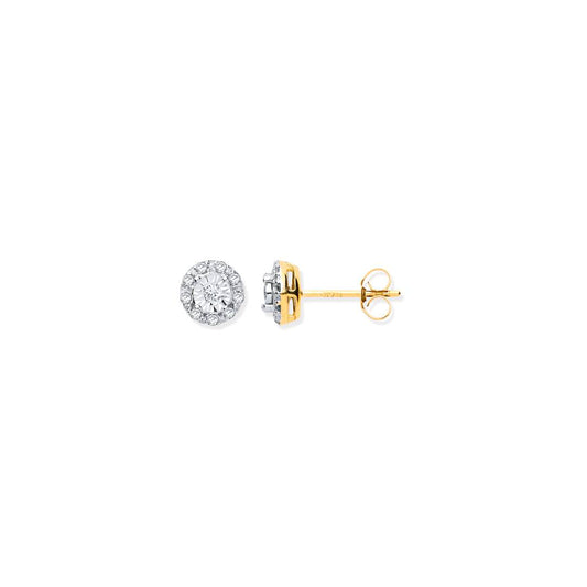 9ct Yellow Gold 0.13ct Dia Stud Earrings