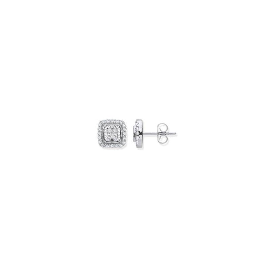 9ct Diamond Milled Bezel 0.33ctw Diamond Earrings