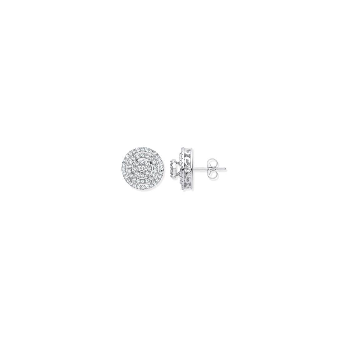 18ct White Gold Multi Circles 0.70ctw Diamond Stud Earrings