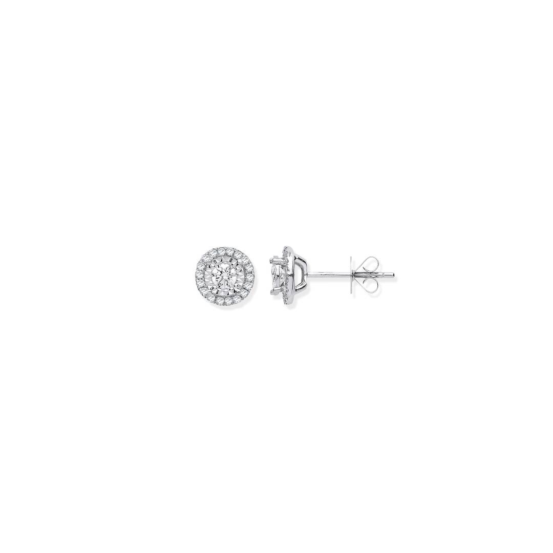 18ct White Gold Halo 0.50ctw Diamond Studs