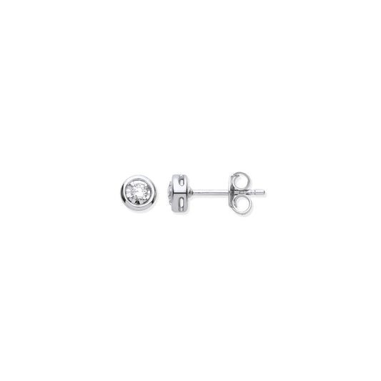 9ct WG Rub-Over Illusion Set 0.10ctw Diamond Studs