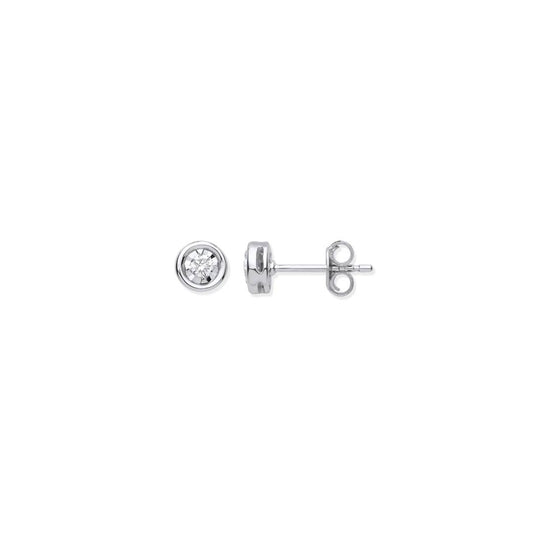 9ct WG Rub-Over Illusion Set 0.15ctw Diamond Studs