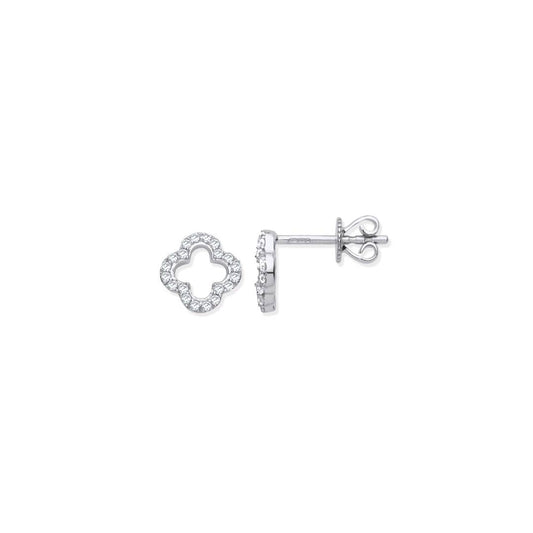 9ct WG 0.19ctw Four-Leaf clover Diamond Studs